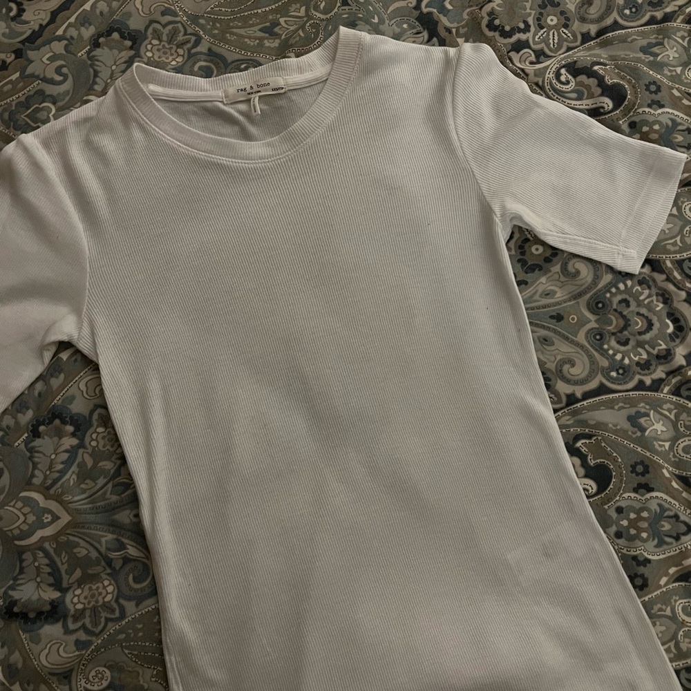 Rag & bone rib slim tee white xx-small